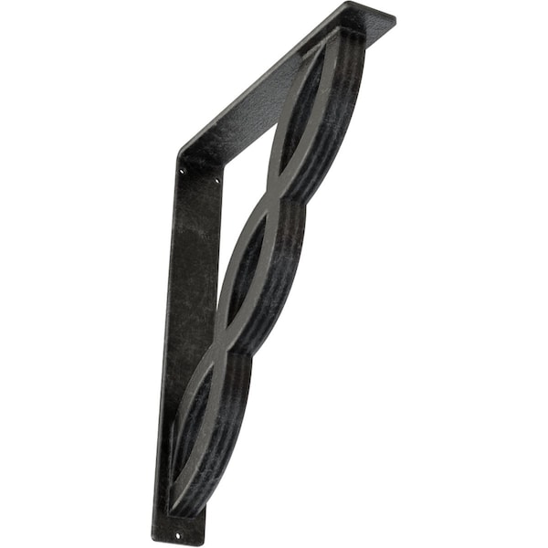 Ekena Millwork Loera Wrought Iron Bracket, (Triple center brace), Antiqued Silver 2"W x 12"D x 15"H BKTM02X12X15TLOASV - main